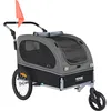 Image de VEVOR Remorque de Vélo Chien Pliable Charge 40 kg Poussette d'Animaux de Compagnie 2en1 Cadre Facile à Plier avec Roues à Dégagement Rapide, Coupleur de Vélo Universel, Réflecteurs, Drapeau, Noir/Gris