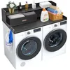 Image de VEVOR Comptoir pour Lave-Linge et sèche-Linge à 2 tiroirs avec étagère à 2 Niveaux, Surface de comptoir en Bois, avec Coussinets antidérapants, pour Organisation et Rangement de la buanderie, Noir