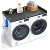 Image de VEVOR Comptoir pour lave-linge et sèche-linge, 137x70 cm, surface de comptoir en bois, dessus résistant à l'eau, avec coussinets antidérapants, pour organisation et rangement de la buanderie, noir