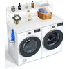 Image de VEVOR Comptoir pour lave-linge et sèche-linge avec étagère à 2 niveaux, surface de comptoir en bois, 1370 x 700 mm, avec coussinets antidérapants, pour organisation et rangement de la buanderie, blanc