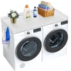 Image de VEVOR Comptoir pour lave-linge et sèche-linge, 137x70 cm, surface de comptoir en bois, dessus résistant à l'eau, avec coussinets antidérapants, pour organisation et rangement de la buanderie, blanc