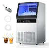 Image de VEVOR Machine à Glaçons Commerciale 54,4 kg/24 h, Appareil de Préparation de Glaçons avec Capacité de Stockage de 15 kg, 45 Cubes par Cycle, avec Écran LED et Nettoyage Automatique, Restaurant Bar