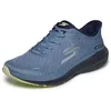 Image de Skechers Homme Aero Pulse Performance Running Shoes - Lightweight Engineered Mesh Low-Top Daily Runner with Arch Support Slip-in ENTRAINEUSE, Blue Textile Lime Trim, 46 EU