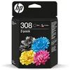 Image de HP 308, Noir et Tricolore, 6L6S6UE, Pack de 2 Cartouches d’Encre Original, Compatible avec Les Series d'Imprimantes Envy 6110, 6120, 6130, 6520, 6530