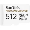 Image de Carte microSD Haute résistance de vidéosurveillance SanDisk 512 Go + Adaptateur SD, jusqu'à 100 Mo/s, Class 10, U3, V30