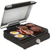 Image de Ninja Sizzle Grill électrique d'intérieur, plancha avec plaque grill antiadhésive, couvercle compatible lave-vaisselle, collecteur de graisse, cadran température et guide de recettes, gris GR101EU