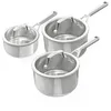 Image de Ninja EverClad Batterie de 3 casseroles en acier inoxydable, Convient à tous les types de feux, y compris l’induction, Compatible au four jusqu’à 315 °C, Base 100% induction, C93003EUI
