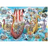 Image de Cobble Hill Puzzle de 1000 pièces   DoodleTown : Viking Voyage   Poster échantillon inclus