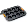 Image de LE CREUSET Moule à 12 Muffins Anti-Adhérent(7 cm), Résistant au Levain, en Acier Siliconé, Anthracite/Orange, 46058000010000