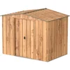 Image de Duramax TOP Shed 8 x 6 (4.37 m²) Abri de jardin en métal, fabriqué en acier galvanisé, structure de toit renforcée, sans entretien et résistant aux intempéries, Grain de bois