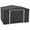 Image de Duramax ECO 10 x 8 (7.80 m2) Abri de jardin en métal, Abri de stockage en métal galvanisé à chaud, Abri de stockage d'outils, Structure de toit robuste et renforcée, Anthracite