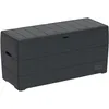 Image de Duramax Durabox 270L/ 71 Gallon plastic storage box, Woodgrain texture, Outdoor Deck Box, Garden Furniture Storage Box, Safe & Secure, Plastic Cushion Box with Wheels and Handles, Patio Box, Dark Grey