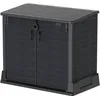 Image de Duramax StoreAway 850L Plastic Garden Shed, Outdoor Storage Shed, Wheelie bin box, Wheelie Bin Hideaways, Durable Construction, Ideal for Tools, BBQs & 2x Garbage Bins, 130x74x110 cm, Dark Grey