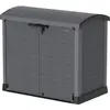 Image de Duramax StoreAway 1200L Plastic Garden Shed/ Arc Lid, Outdoor Storage Shed, Wheelie Bin Hideaways, Wheelie bin box, Durable Construction, Ideal for Bikes, BBQs & 2x 240L Bins, 145x85x125 cm, Grey