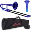Image de PBONE 700639 Trombone MINI avec embouchure et housse, Bleu
