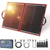 Image de DOKIO Panneau Solaire 100W 12V PLIABLE MONOcristallin AVEC INVERSEUR Solaire 2 ports USB Pour Plein air