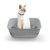 Image de LITTER GENIE Platinum Bac à litière Grand Format - bi matière Acier Inoxydable Durable + Plastique Souple. Confort et Angle de Vue pour Votre Chat. Patins Anti-dérapants. Entretien Facile.