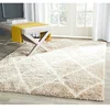 Image de SAFAVIEH Tapis Shag Pour Salon, Salle à manger, Chambre à coucher - Montreal Shag Collection, Tapis à poil long, Beige et Ivoire, 122 X 122 cm
