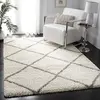 Image de SAFAVIEH Tapis Shag Pour Salon, Salle à manger, Chambre à coucher - Hudson Shag Collection, Tapis à poil long, Ivoire et Gris, 90 x 90 cm
