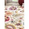 Image de SAFAVIEH Tapis Boho Pour Salon, Salle à manger, Chambre à coucher - Monaco Collection, Tapis à poil court, Ivoire et Multi, 201 X 279 cm