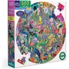 Image de Eeboo - Puzzle Rond 500 Pièces Jardin Paradisiaque - Puzzle Adulte en Carton - Format Rond - Illustrations de Fleurs et d’Oiseaux - Diamètre 58.5 cm