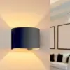 Image de Applique Murale Noire LED 6W IP54 Forme Arrondie - Blanc Neutre 4000K - 5500K