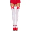 Image de Leg Avenue - Nylon Thigh Highs With Bow, Taille Unique (Blanc Rouge)
