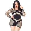 Image de Leg Avenue Diamond Mini Robe en Résille avec Manches Longues Noir Taille Grand/Unique