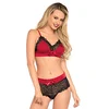 Image de Leg Avenue 81546 Bralette en Doux Satin Extensible & Hipster Rouge Noir Taille M/L EUR 42-44