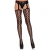 Image de Leg Avenue 1776 Collant Porte-Jarretelles Résille Criss Cross avec Couture Arrière Noir Taille Unique 36-40 177622001