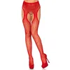 Image de Leg Avenue Collants Porte-Jarretelles en Résille avec Cristaux Rouge Taille Unique