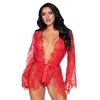 Image de Leg Avenue Body en Dentelle Florale et Dentelle Rouge Taille S 150 g