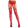 Image de Leg Avenue Bas Résille avec Porte-Jarretelles Intégré, Taille Unique - Rouge