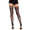 Image de Leg Avenue Floral Net Toe Loop Footless Thigh Highs Cuissardes, Noir, Taille Unique Femme
