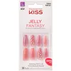 Image de KISS Jelly Fantasy Press On Nails  Be Jelly    Faux ongles corail métallisé pailleté longs amande coffin, effet gel salon, manucure DIY avec 28 ongles, colle 2 g, bâtonnet et mini lime