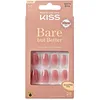 Image de KISS Bare-But-Better Press-On Nails  NudeNude    Faux ongles nude longueur moyenne forme amande coffin, 28 ongles autocollants avec colle 2 g, lime mini et bâtonnet manucure