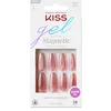 Image de KISS Gel Fantasy Magnetic Press On Nails  West Coast    Faux ongles corail métallisé longs amande coffin, press on nails qualité salon, manucure DIY avec 28 ongles, colle 2 g, bâtonnet et mini lime