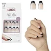 Image de KISS Salon   Ongles à presser en acrylique de couleur française, flamme, noir, cercueil court, 31 ct.