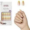 Image de KISS Salon   Ongles à presser en acrylique de couleur française, jaune fluo, amande moyenne, 31 carats