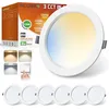 Image de ALIPODLAX Lot de 6 spots encastrés LED, pour encoches 145-160 mm, 230 V, 15 W, blanc chaud, blanc neutre, blanc froid, réglables, IP44, pour salle de bain