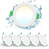 Image de ALIPODLAX Spot encastré IP65, 7 W, 580 lm, 90-100 mm, 230 V, à intensité variable, 3CCT Blanc chaud 3000 K / Blanc neutre 4000 K / Blanc froid 6500 K, pour salle de bain, cuisine, lot de 6