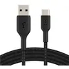 Image de Belkin Câble USB-C vers USB-A tressé pour smartphone - Blanc, 2 m, Noir