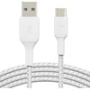 Image de Belkin BoostCharge câble USB-C à gaine tressée, câble de recharge USB-C vers USB-A, câble USB Type-C pour iPhone 16, iPhone 15, Samsung Galaxy S24, S23, iPad Pro, Google Pixel, etc., 1 m, blanc