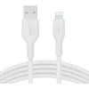 Image de Belkin Câble USB-A vers Lightning BoostCharge Flex en silicone (2 m), certifié MFi, pour iPhone 13, 12, 11, Pro, Max, mini, SE, iPad, etc. (blanc)