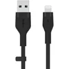 Image de Belkin Câble USB-A vers Lightning BoostCharge Flex en silicone (3 m), certifié MFi, pour iPhone 13, 12, 11, Pro, Max, mini, SE, iPad, etc. (noir)