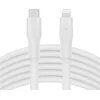 Image de Belkin Câble USB-C vers Lightning BoostCharge Flex en silicone (3 m), certifié MFi (20 W), recharge Power Delivery pour iPhone 14/14 Plus, 13, 12, Pro, Max, mini, SE, iPad, etc. (blanc)