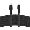 Image de Belkin Câble à gaine tressée USB-C vers Lightning BoostCharge Pro Flex (3 m), certifié MFi (20 W), recharge Power Delivery pour iPhone 14/14 Plus, 13, 12, Pro, Max, mini, SE, iPad, etc. (noir)