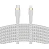Image de Belkin Câble à gaine tressée USB-C vers Lightning BoostCharge Pro Flex (3 m), certifié MFi (20 W), recharge Power Delivery pour iPhone 14/14 Plus, 13, 12, Pro, Max, mini, SE, iPad, etc. (blanc)