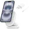 Image de Belkin BoostCharge Socle de Recharge 2-en-1 aimanté et Pliable Qi2, 15W, Compatible MagSafe Chargeur sans Fil, Recharge Rapide, Apple iPhone 17, iPhone Air, Pixelsnap, Adaptateur Inclus - Blanc