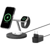 Image de Belkin BoostCharge Station de Recharge 3-en-1 avec Qi2, Chargeur MagSafe Compatible pour Les modèles de l'iPhone 17, iPhone Air, Apple Watch, AirPods, Pixelsnap, Adaptateur Inclus - Noir